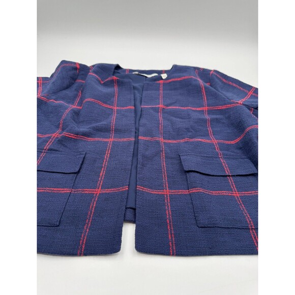 Beautiful by Lawrence Zarian Blazer Women's XL Blue Plaid Long Sleeve Open Front - Picture 4 of 14